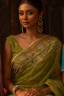 Half Silk Embroidered Floral Sari
